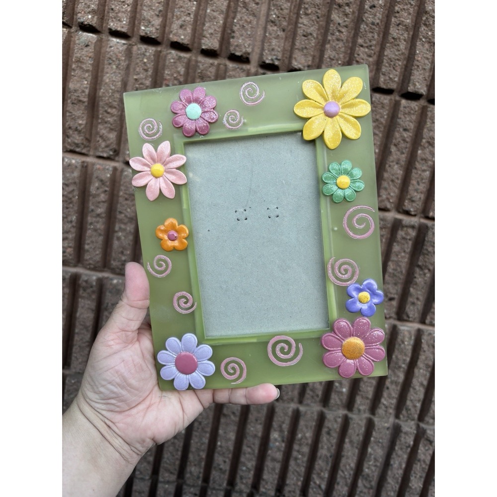 Y2K Dopamine Photo Frame Pastel Flowers Girl Power 5x7 Sparkles